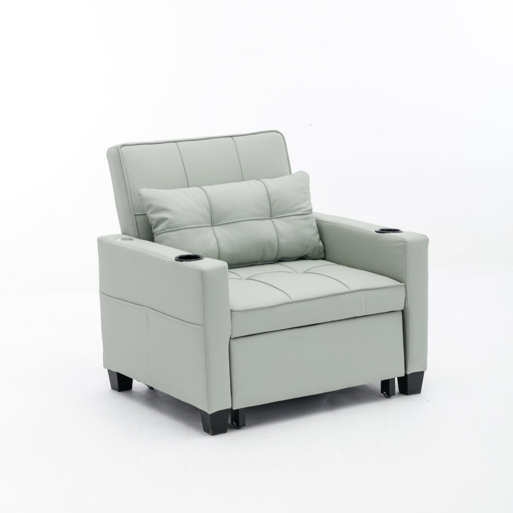 Canapé convertible 3 en 1 en similicuir 68.12 avec ports USB et tissu résistant à l'usure pour le salon