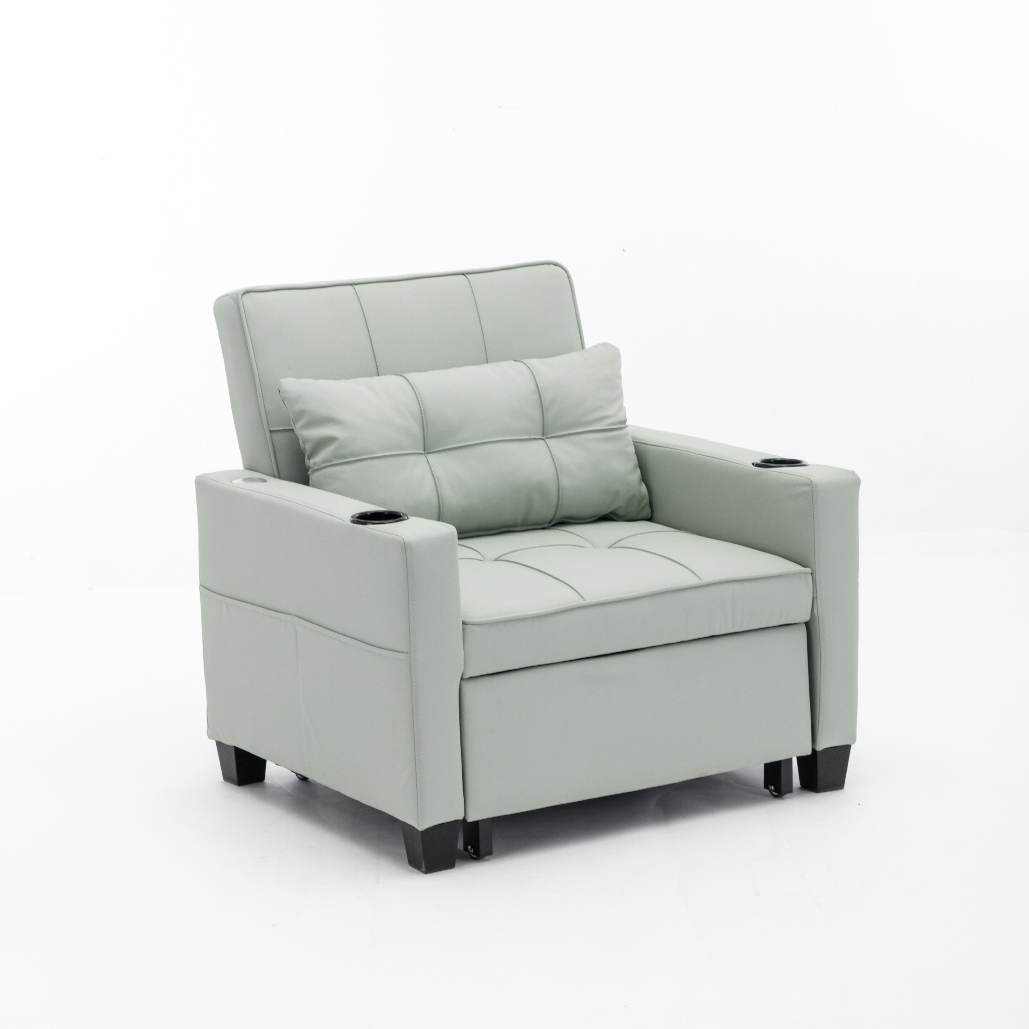 Canapé convertible 3 en 1 en similicuir 68.12 avec ports USB et tissu résistant à l'usure pour le salon