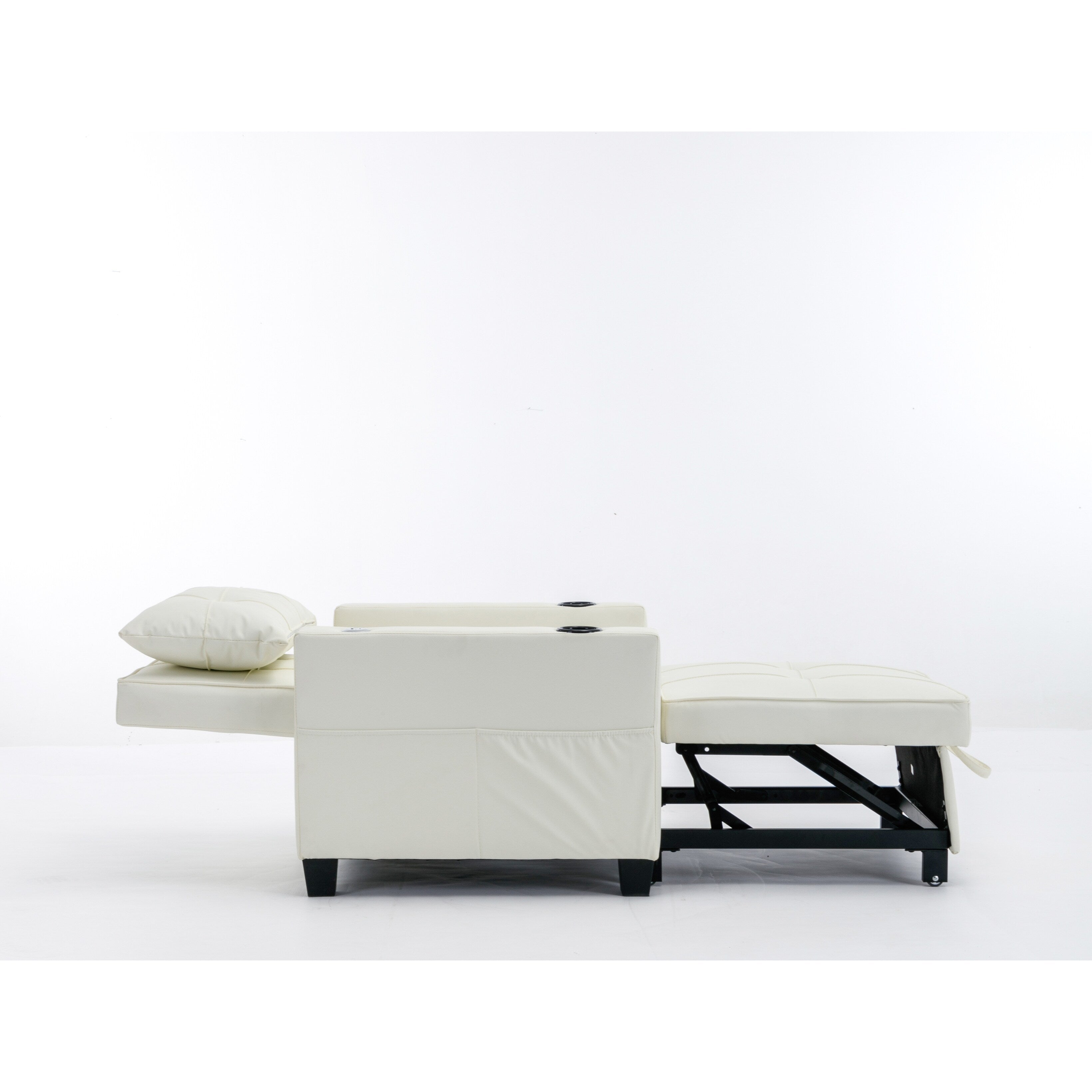 Canapé convertible 3 en 1 en similicuir 68.12 avec ports USB et tissu résistant à l'usure pour le salon