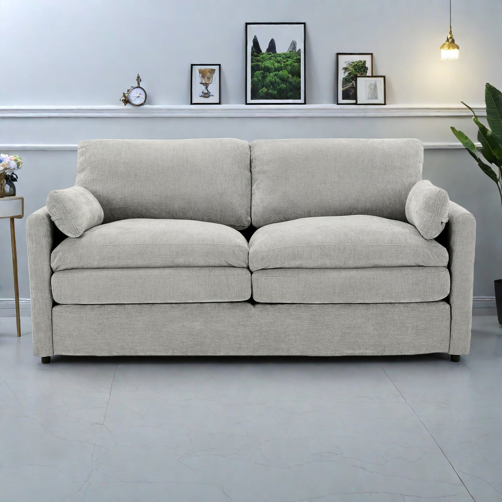 Canapé 2 places en chenille 68.1 avec coussins double épaisseur pour salon