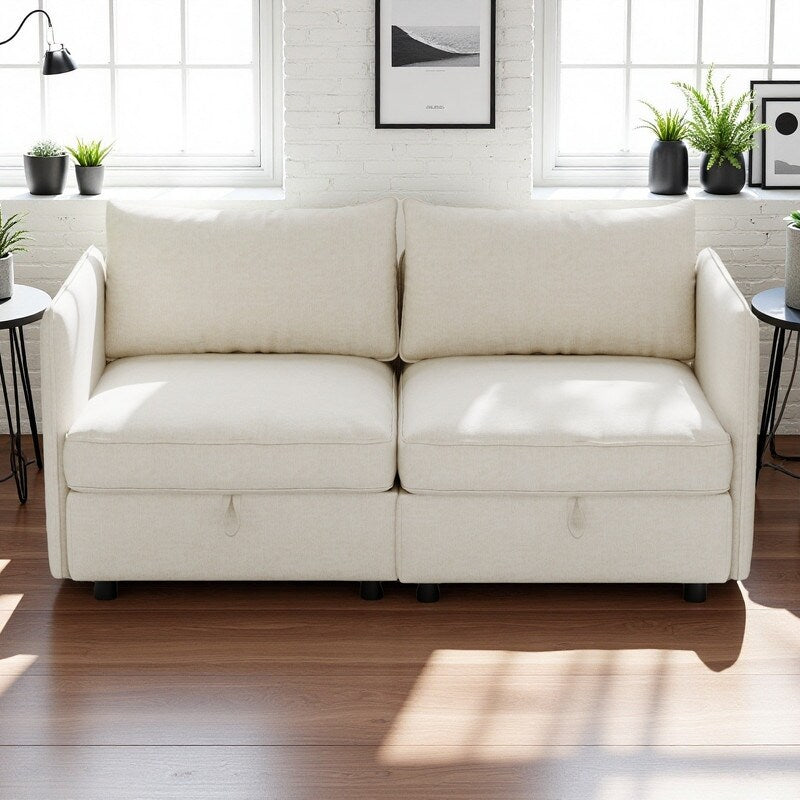 Causeuse en chenille de style milieu de siècle avec rangement dissimulé et capacité de 250 lb