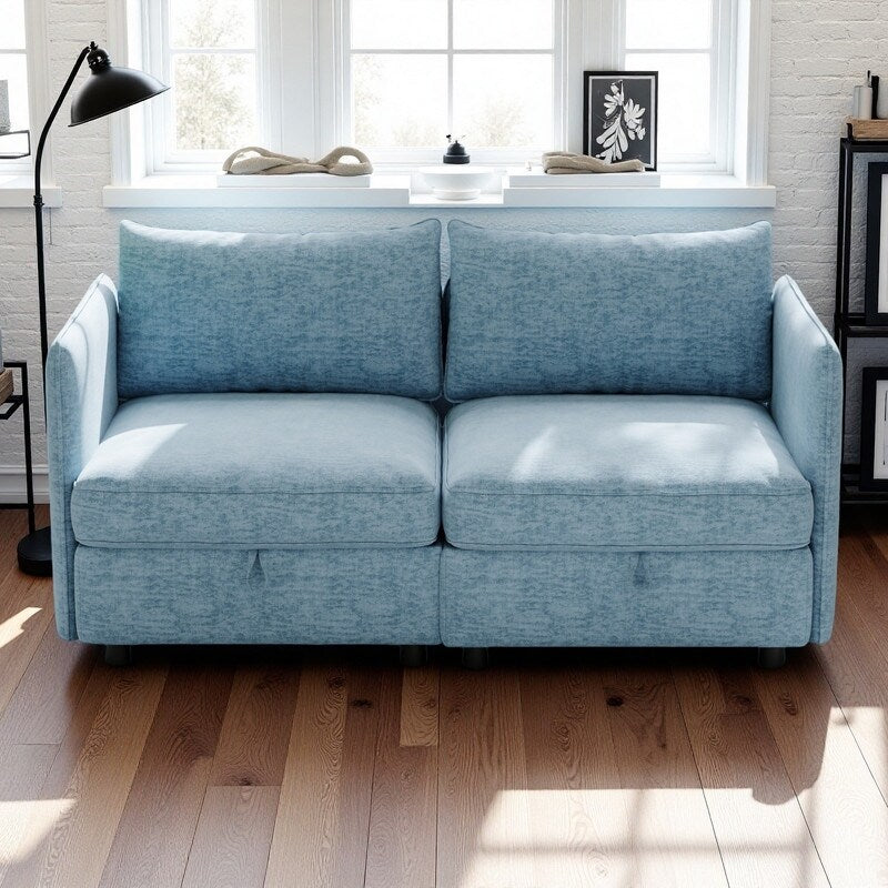 Causeuse en chenille de style milieu de siècle avec rangement dissimulé et capacité de 250 lb