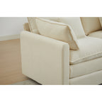 Canapé modulaire sectionnel en chenille de 68 po avec design en L, pouf amovible et configuration 2 places