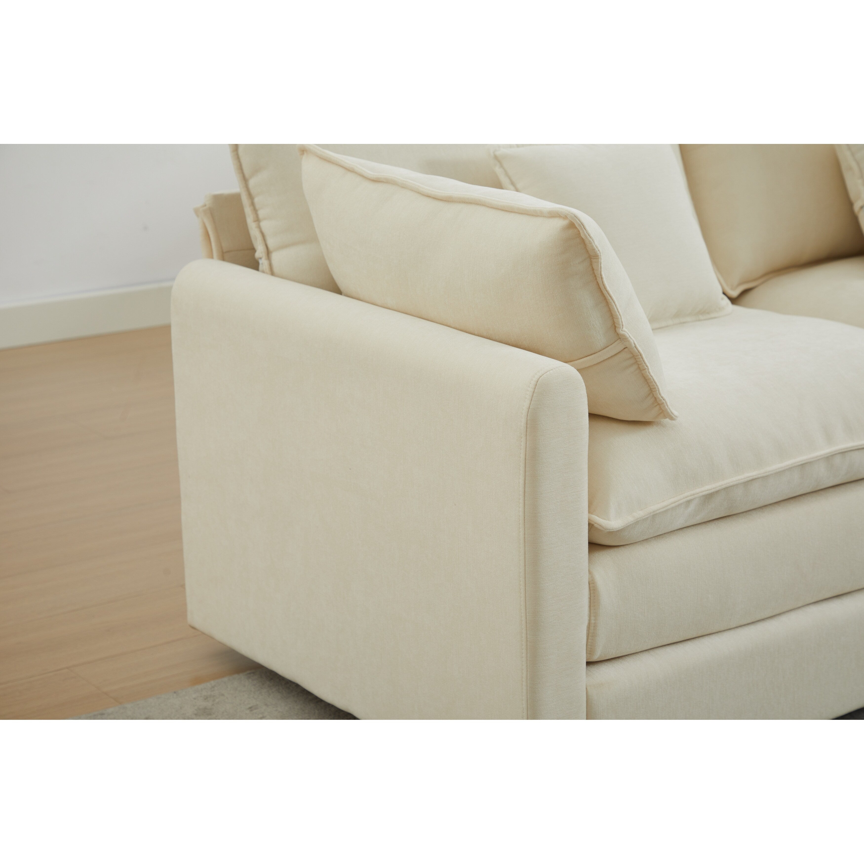 Canapé modulaire sectionnel en chenille de 68 po avec design en L, pouf amovible et configuration 2 places