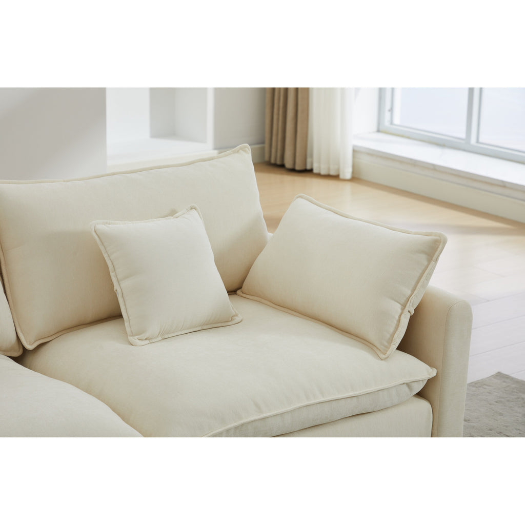 Canapé modulaire sectionnel en chenille de 68 po avec design en L, pouf amovible et configuration 2 places