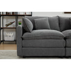 Canapé modulaire sectionnel en chenille de 68 po avec design en L, pouf amovible et configuration 2 places