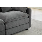 Canapé modulaire sectionnel en chenille de 68 po avec design en L, pouf amovible et configuration 2 places