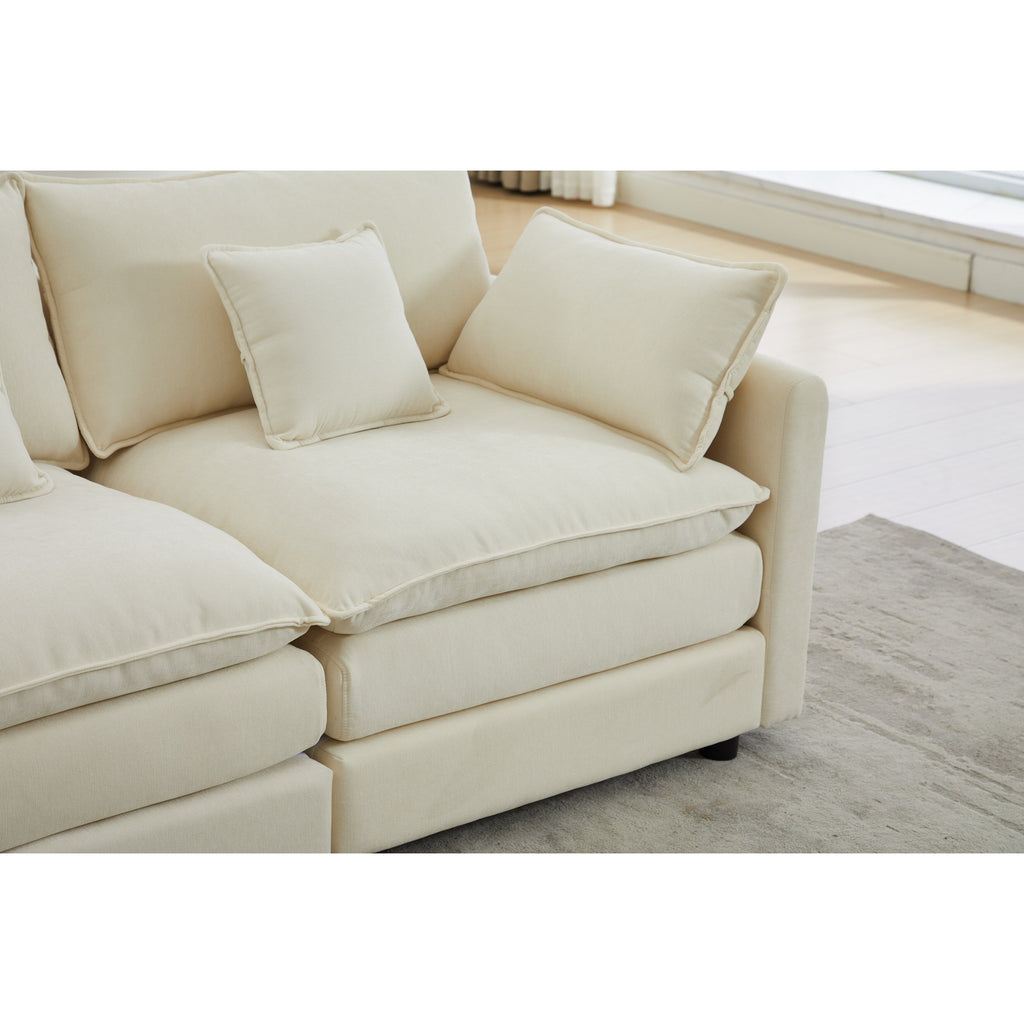 Canapé modulaire sectionnel en chenille de 68 po avec design en L, pouf amovible et configuration 2 places