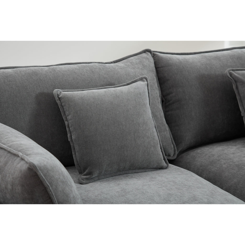 Canapé modulaire sectionnel en chenille de 68 po avec design en L, pouf amovible et configuration 2 places