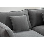 Canapé modulaire sectionnel en chenille de 68 po avec design en L, pouf amovible et configuration 2 places