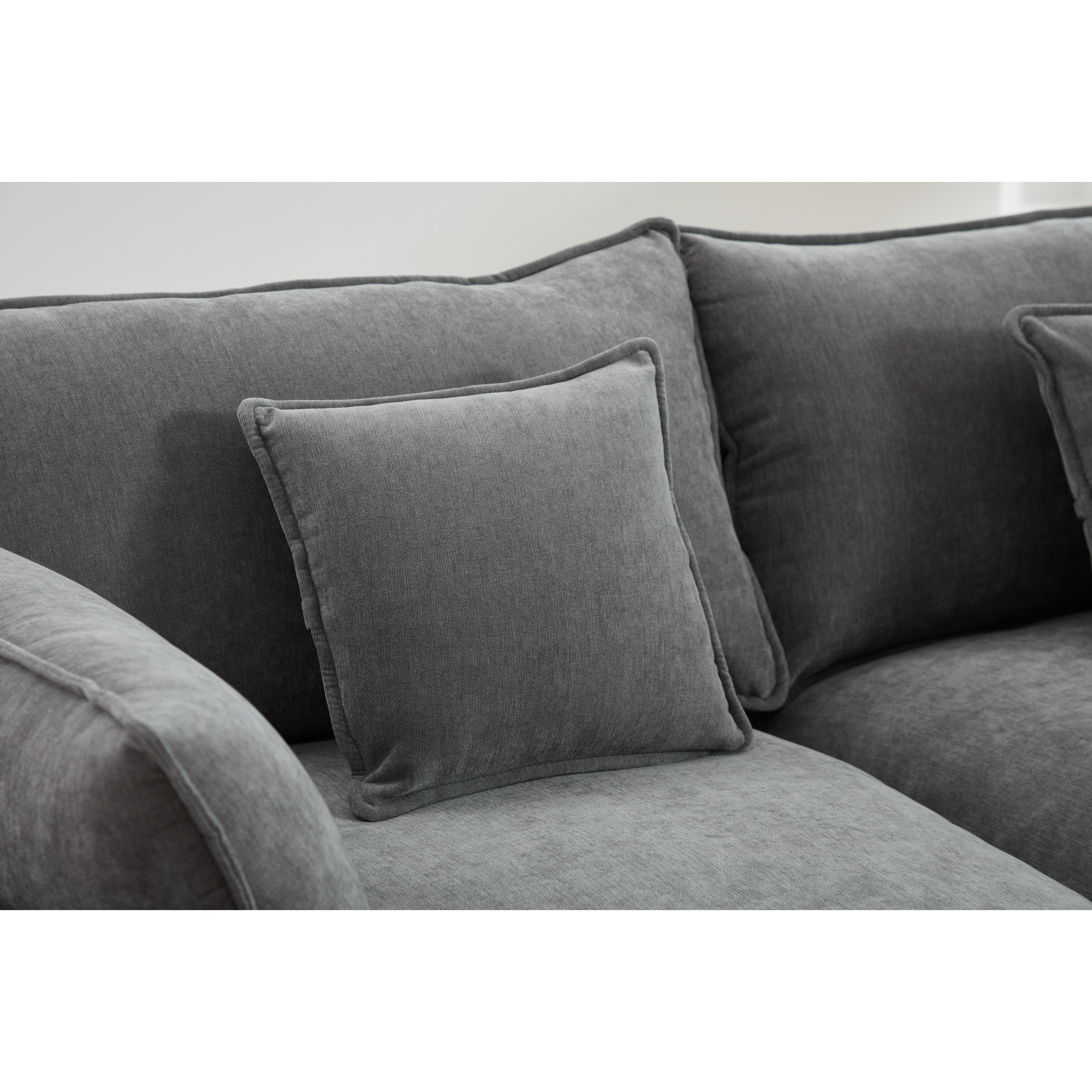 Canapé modulaire sectionnel en chenille de 68 po avec design en L, pouf amovible et configuration 2 places