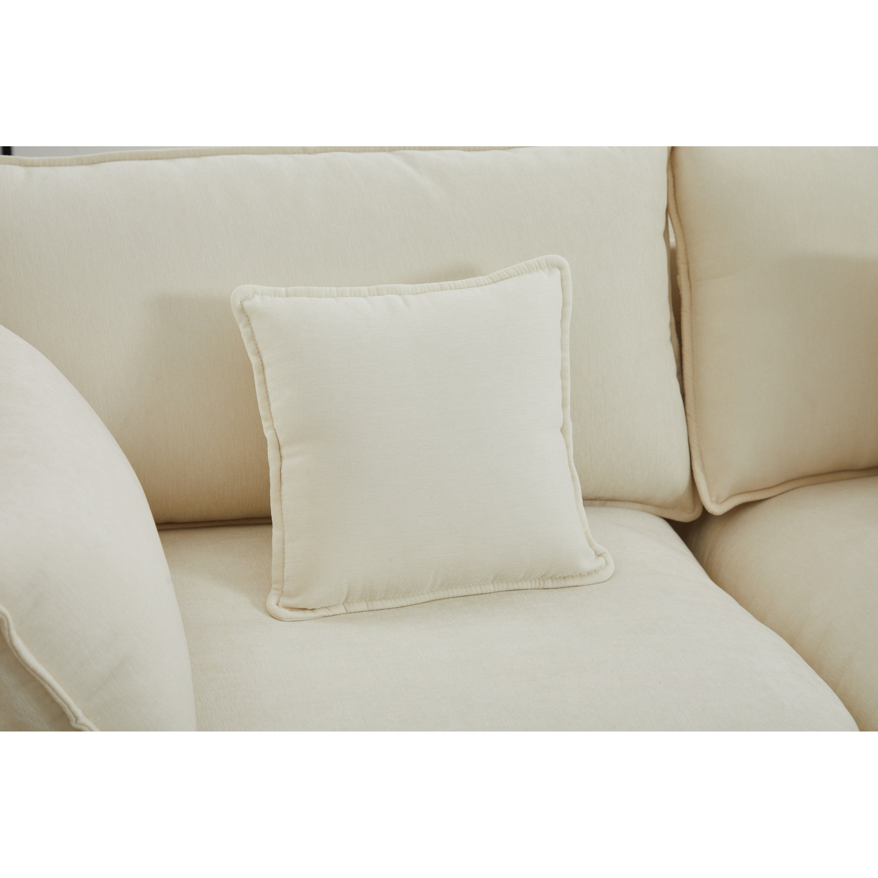 Canapé modulaire sectionnel en chenille de 68 po avec design en L, pouf amovible et configuration 2 places