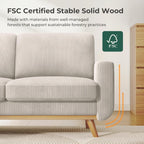 Canapé causeuse en velours côtelé vert 68 pouces - Coussin à ressorts confortable et structure en bois massif, assise profonde moderne pour salon et bureau