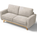 Canapé causeuse en velours côtelé vert 68 pouces - Coussin à ressorts confortable et structure en bois massif, assise profonde moderne pour salon et bureau