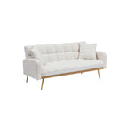 Canapé-lit beige 69 pouces avec canapé Teddy réglable pour petits espaces, salon et chambre