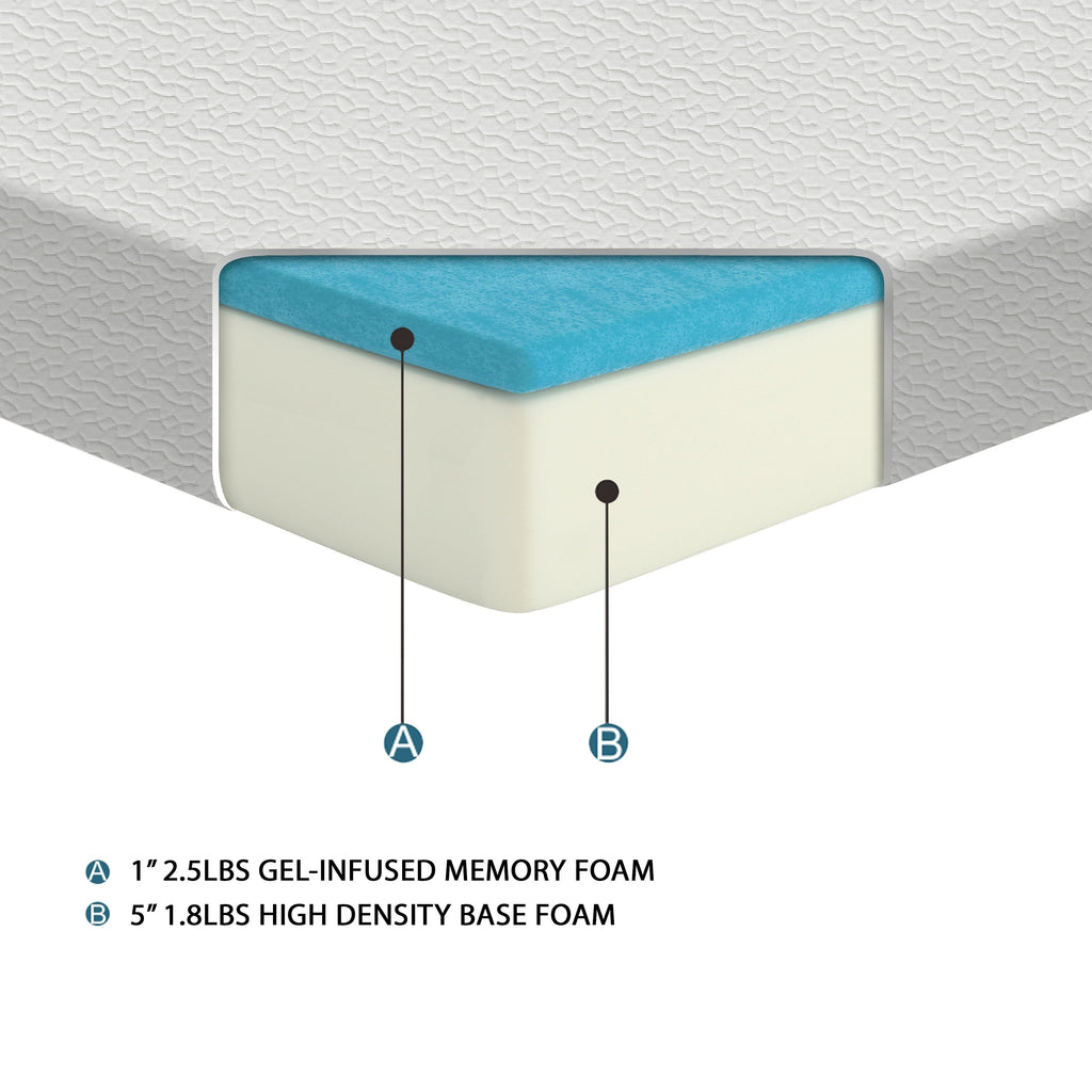 6 matelas fermes en mousse à mémoire de forme infusés de gel dans une boîte