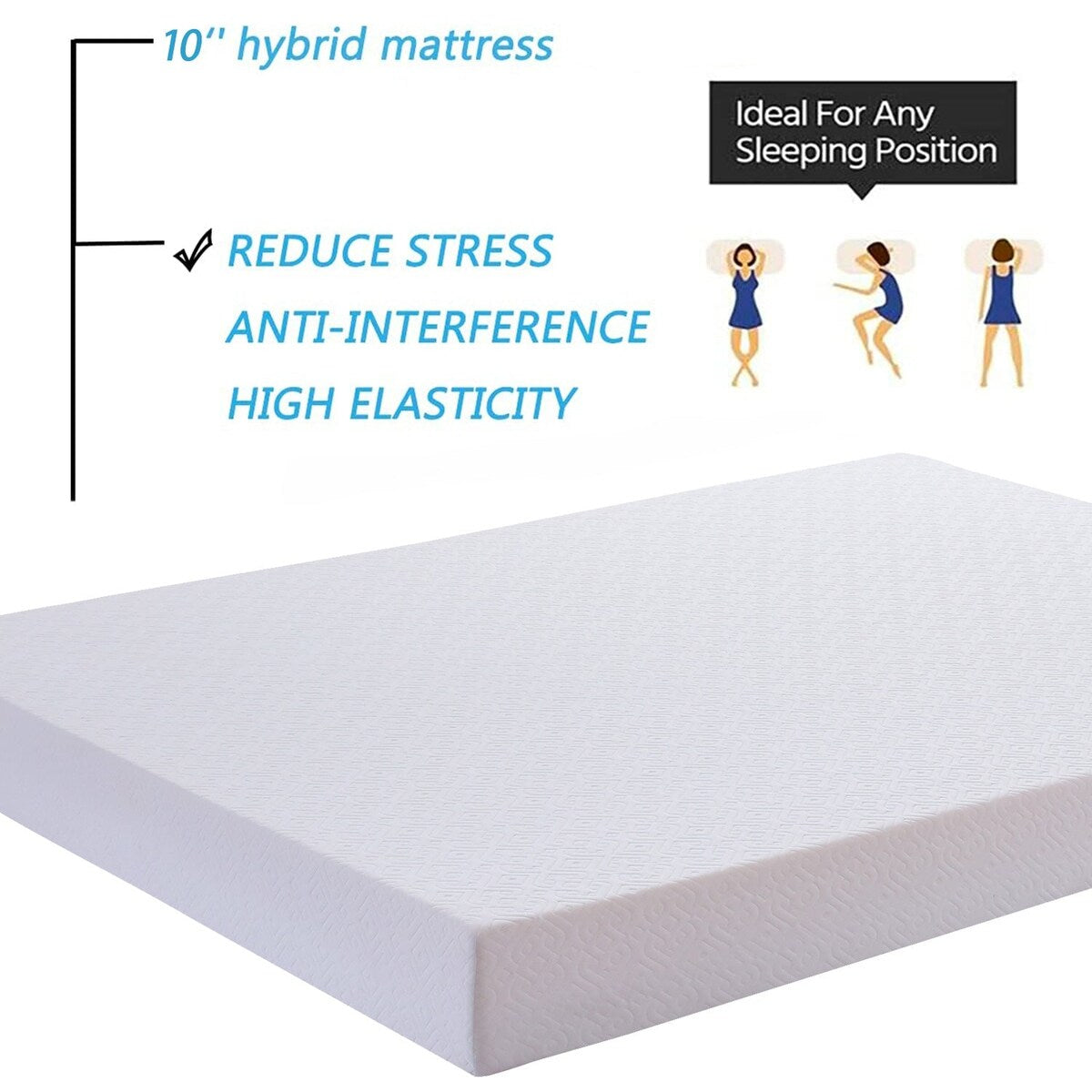 Matelas en mousse à mémoire de forme moyenne de 6 po pour matelas simple ou double