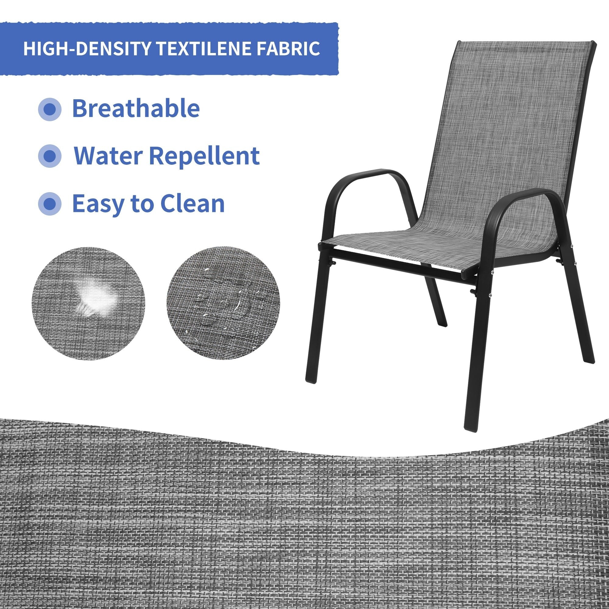 Ensemble de salle à manger de patio 7/11 pièces avec table à manger rectangulaire extensible en aluminium et 6/10 chaises en textilène