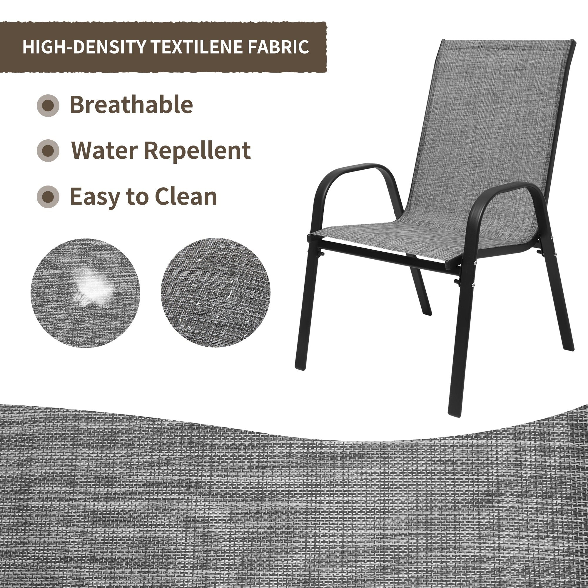 Ensemble de salle à manger de patio 7/11 pièces avec table à manger rectangulaire extensible en aluminium et 6/10 chaises en textilène