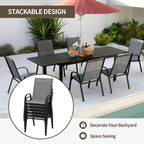 Ensemble de salle à manger de patio 7/11 pièces avec table à manger rectangulaire extensible en aluminium et 6/10 chaises en textilène