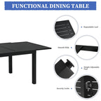 Ensemble de salle à manger de patio 7/11 pièces avec table à manger rectangulaire extensible en aluminium et 6/10 chaises en textilène