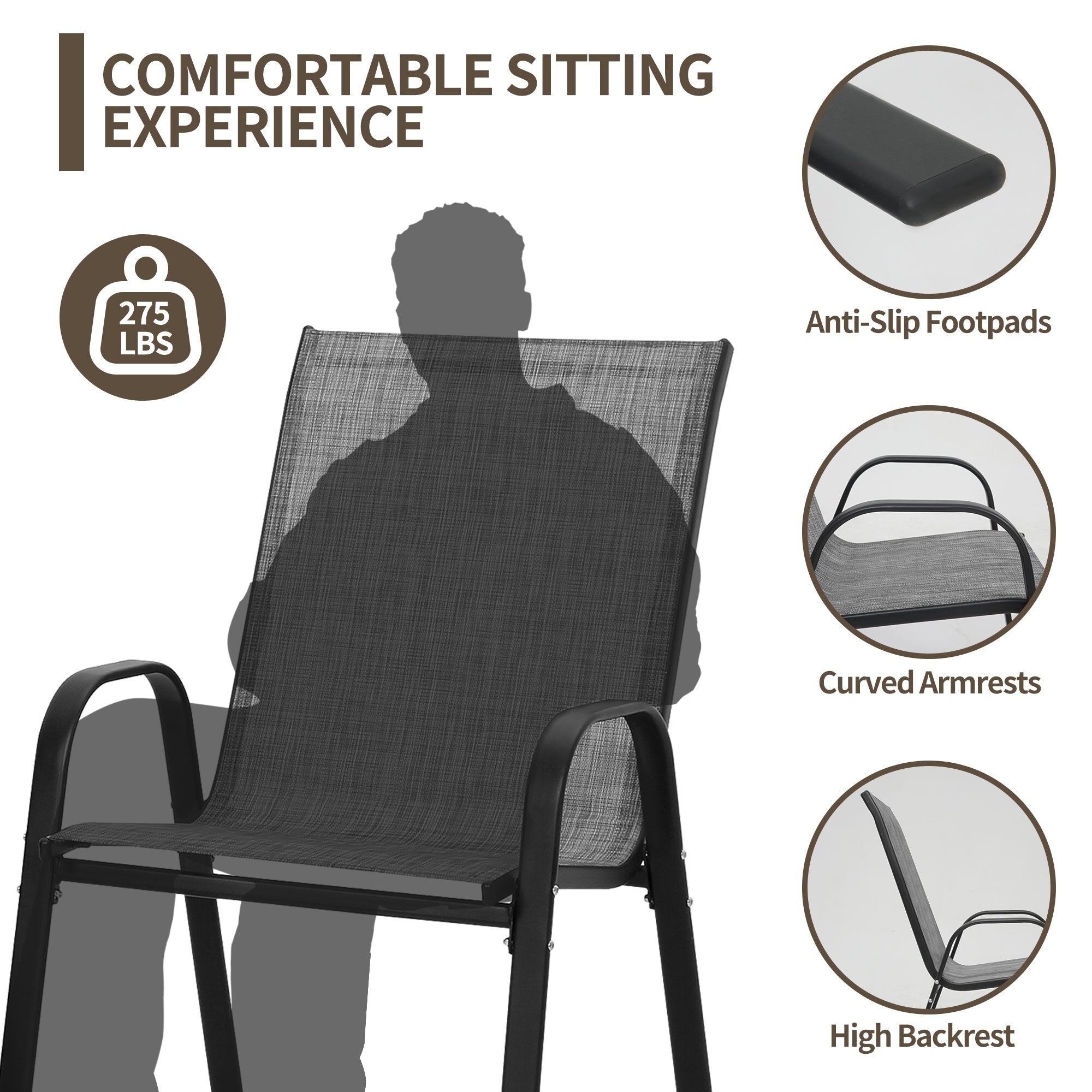 Ensemble de salle à manger de patio 7/11 pièces avec table à manger rectangulaire extensible en aluminium et 6/10 chaises en textilène