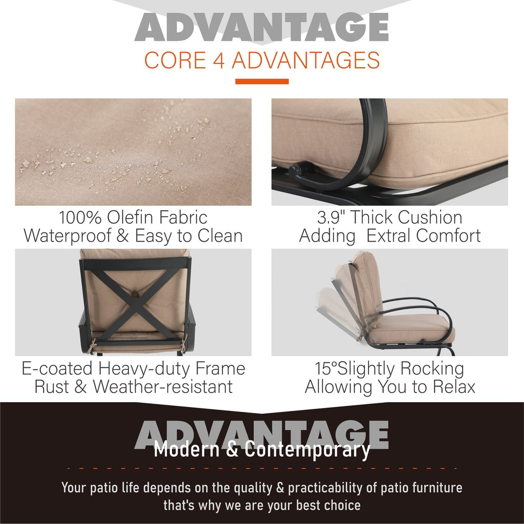 Ensemble de salle à manger d'extérieur 7/9 pièces, 6/8 chaises à ressort avec coussin, 1 rectangulaire