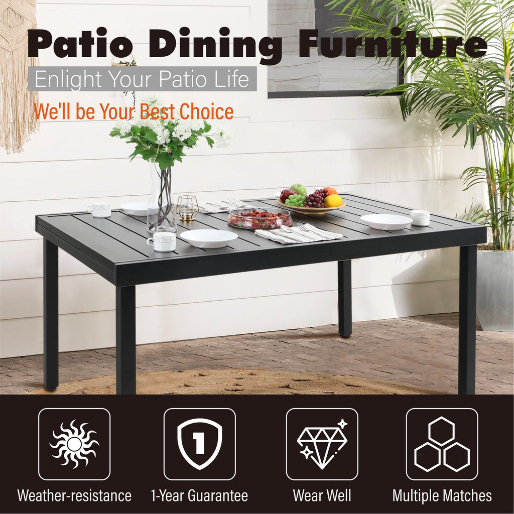 Ensemble de salle à manger d'extérieur 7/9 pièces, 6/8 chaises à ressort avec coussin, 1 rectangulaire