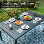 Ensemble de salle à manger d'extérieur 7/9 pièces, 6/8 chaises à ressort avec coussin, 1 rectangulaire