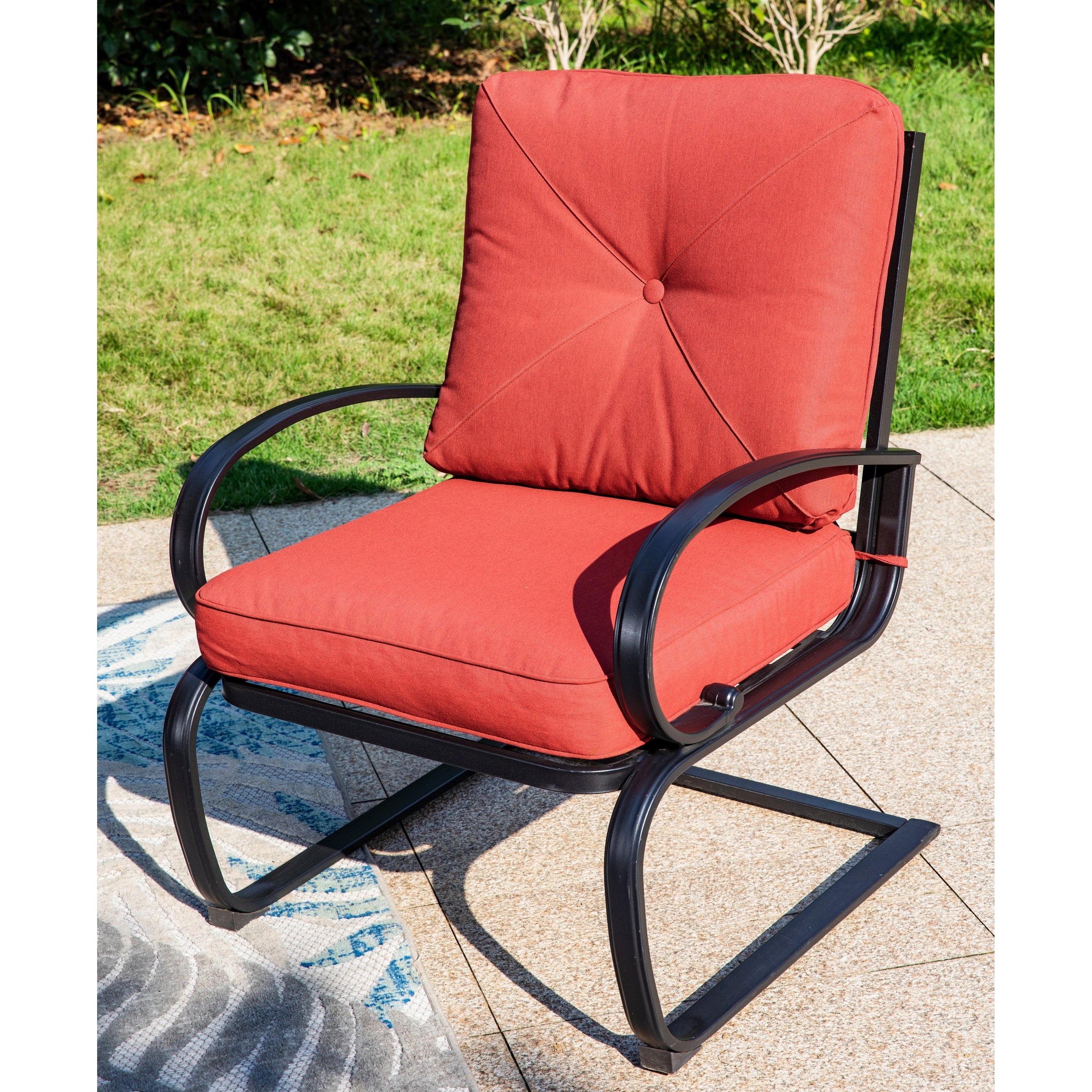 Ensemble de salle à manger d'extérieur 7/9 pièces, 6/8 chaises à ressort avec coussin, 1 rectangulaire