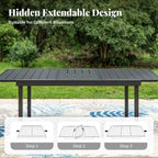 Ensemble de salle à manger de patio 7/9, table à manger d'extérieur rectangulaire extensible avec chaises en rotin