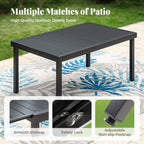 Ensemble de salle à manger de patio 7/9, table à manger d'extérieur rectangulaire extensible avec chaises en rotin