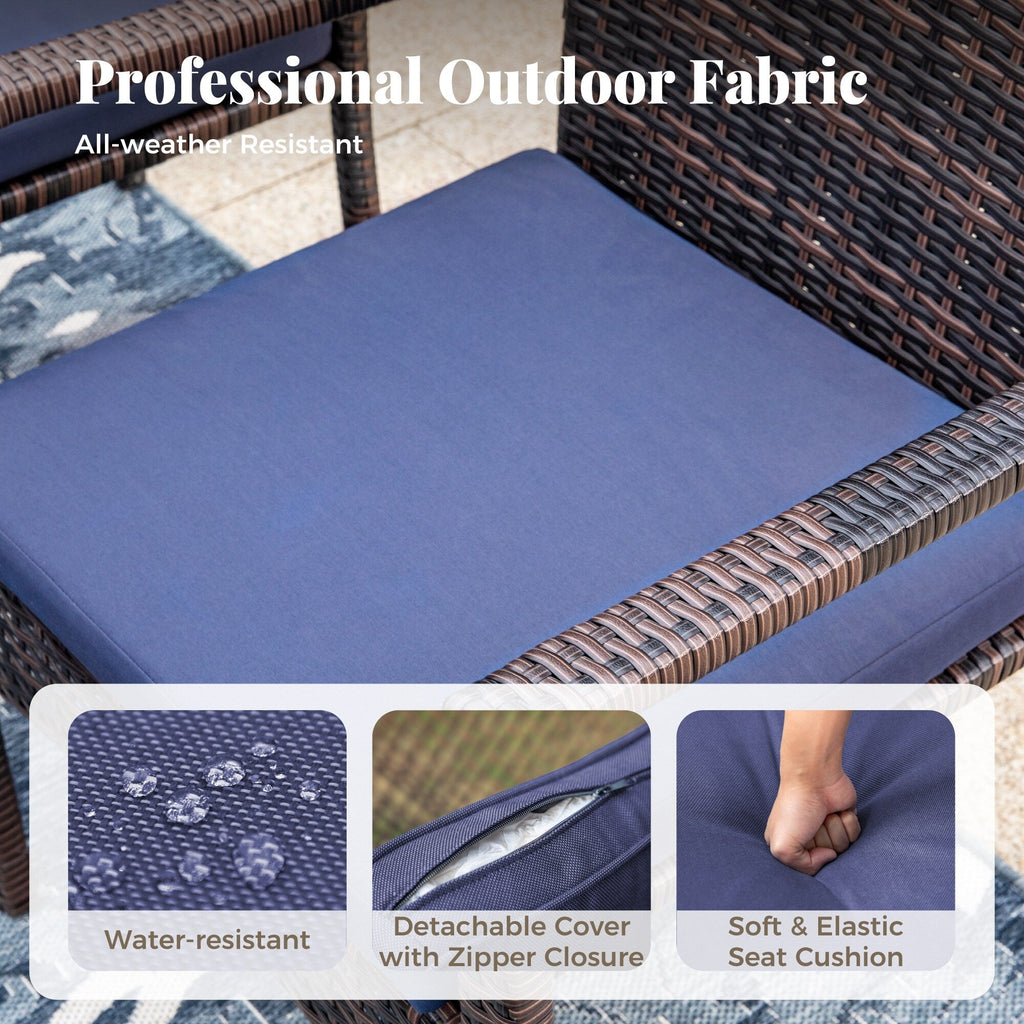 Ensemble de salle à manger de patio 7/9, table à manger d'extérieur rectangulaire extensible avec chaises en rotin