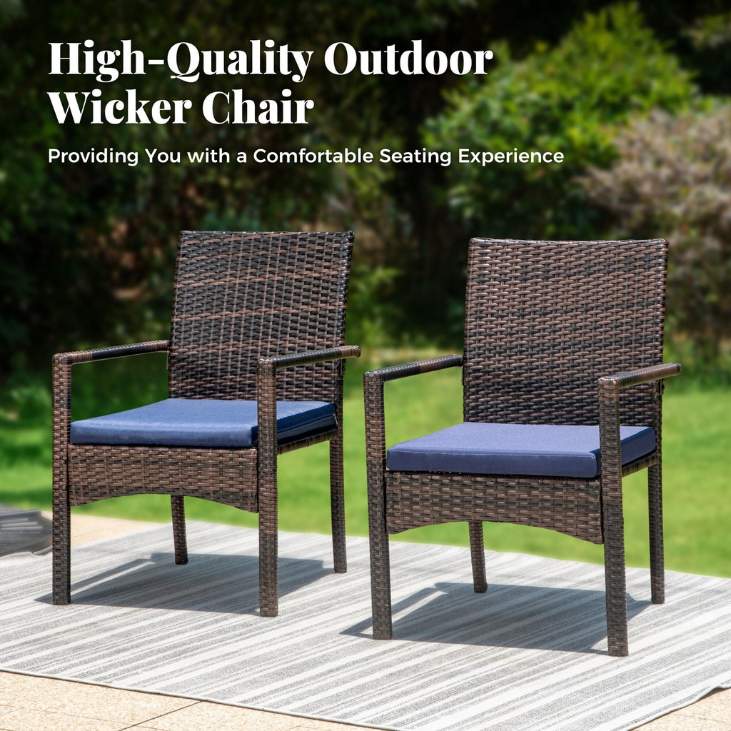 Ensemble de salle à manger de patio 7/9, table à manger d'extérieur rectangulaire extensible avec chaises en rotin