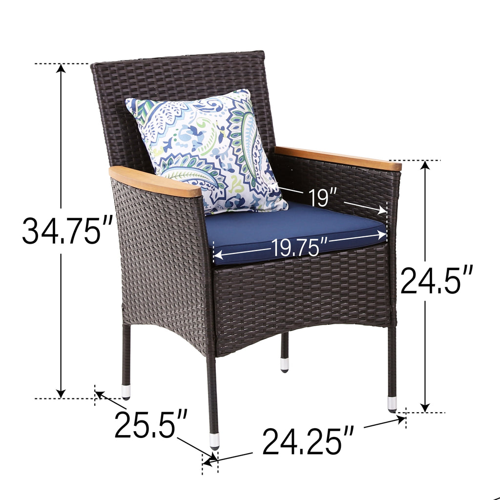 Ensemble de salle à manger de patio 7/9, table à manger d'extérieur rectangulaire extensible avec chaises en rotin