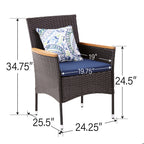 Ensemble de salle à manger de patio 7/9, table à manger d'extérieur rectangulaire extensible avec chaises en rotin