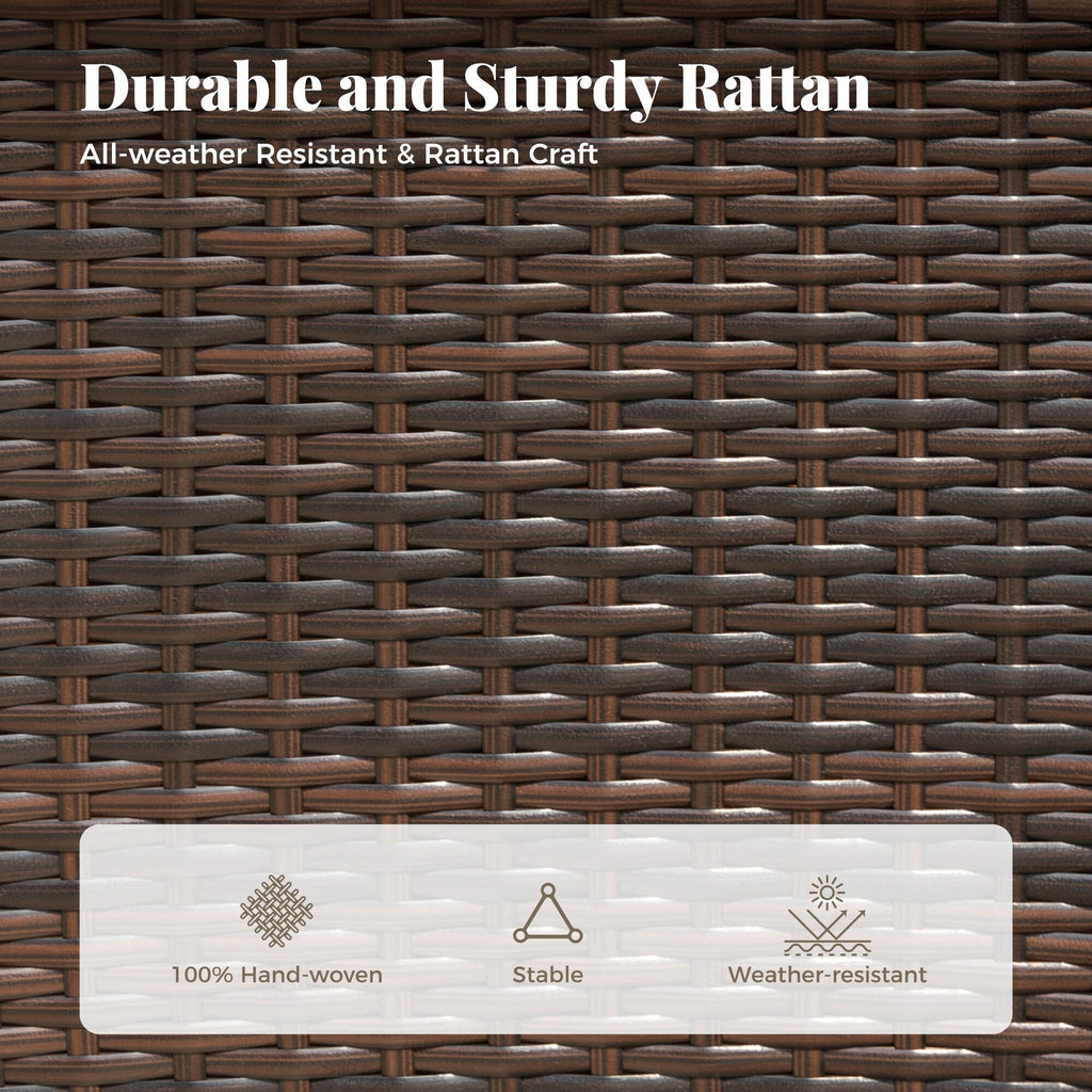 Ensemble de salle à manger de patio 7/9, table à manger d'extérieur rectangulaire extensible avec chaises en rotin