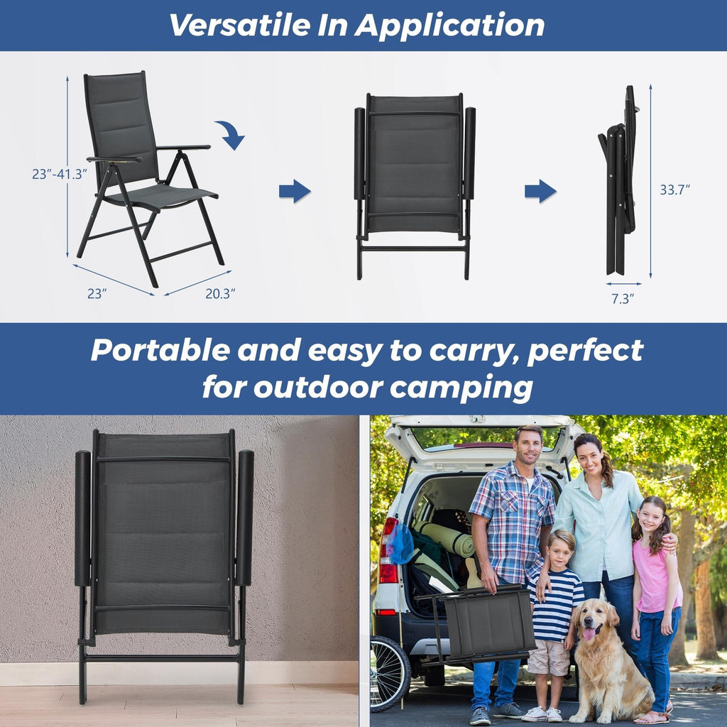 Ensemble de salle à manger de patio 7 pièces EROMMY avec chaises longues pliantes et table en aluminium, mobilier d'extérieur pour jardin, terrasse ou balcon.