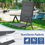 Ensemble de salle à manger de patio 7 pièces EROMMY avec chaises longues pliantes et table en aluminium, mobilier d'extérieur pour jardin, terrasse ou balcon.