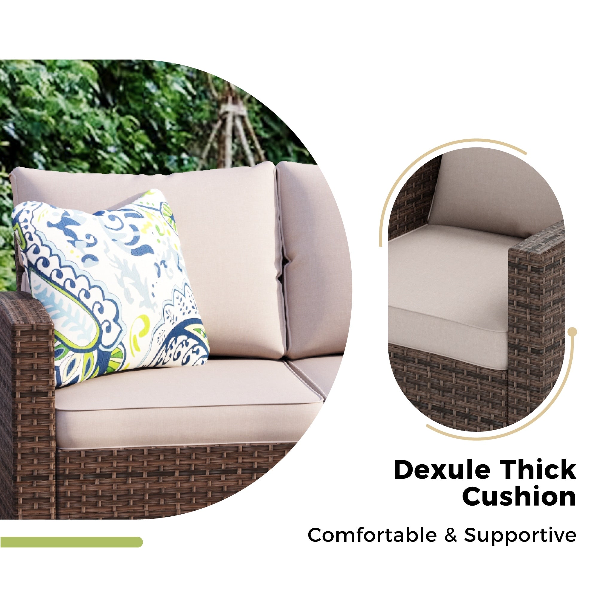 Ensemble de salon de jardin 5/9 places en rotin et osier, canapé sectionnel à assise profonde, grand canapé de conversation