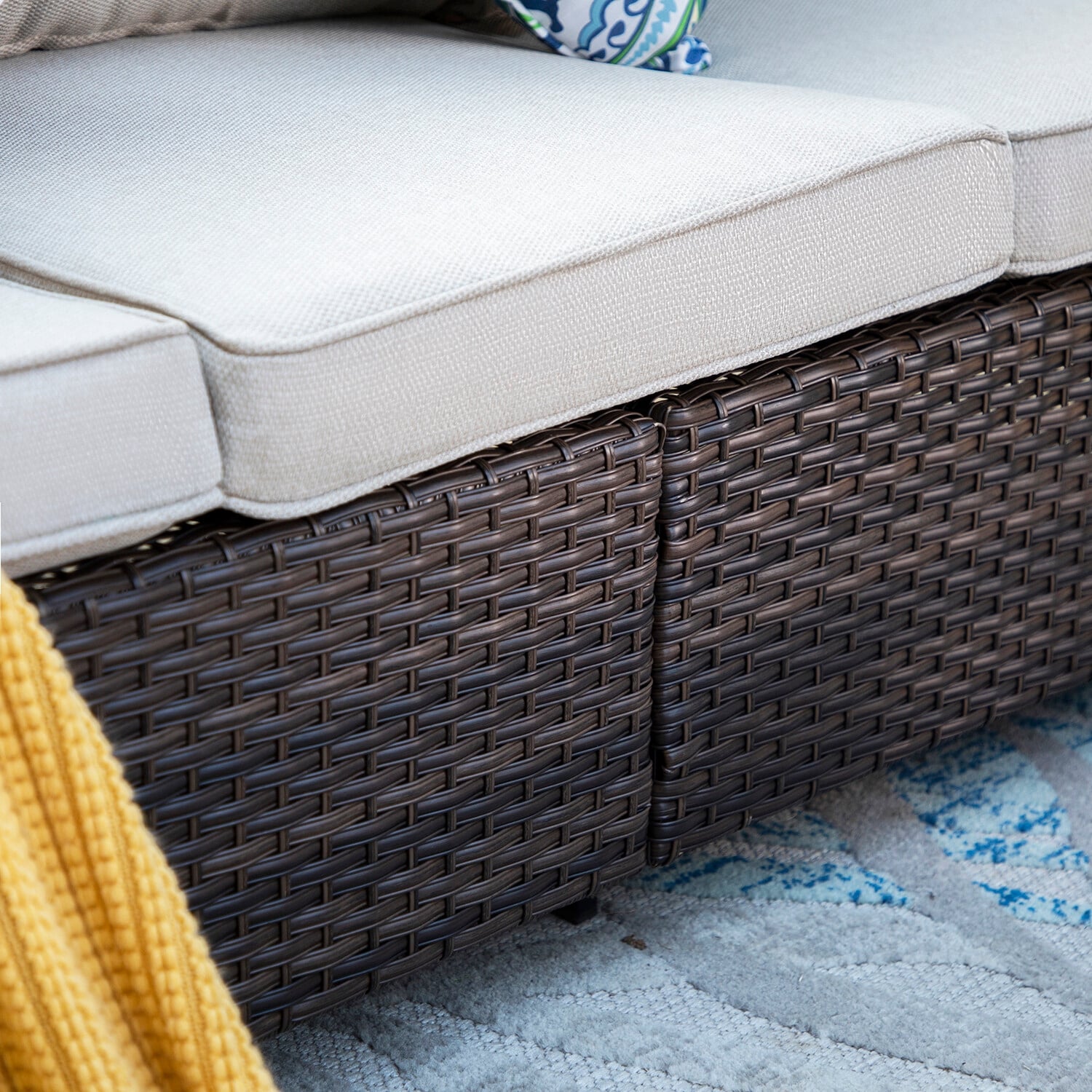 Ensemble de salon de jardin 5/9 places en rotin et osier, canapé sectionnel à assise profonde, grand canapé de conversation