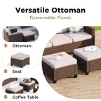 Ensemble de salon de jardin 5/9 places en rotin et osier, canapé sectionnel à assise profonde, grand canapé de conversation