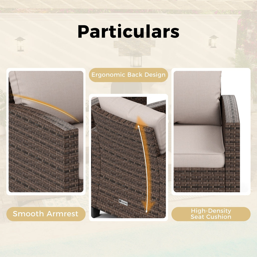 Ensemble de salon de jardin 5/9 places en rotin et osier, canapé sectionnel à assise profonde, grand canapé de conversation