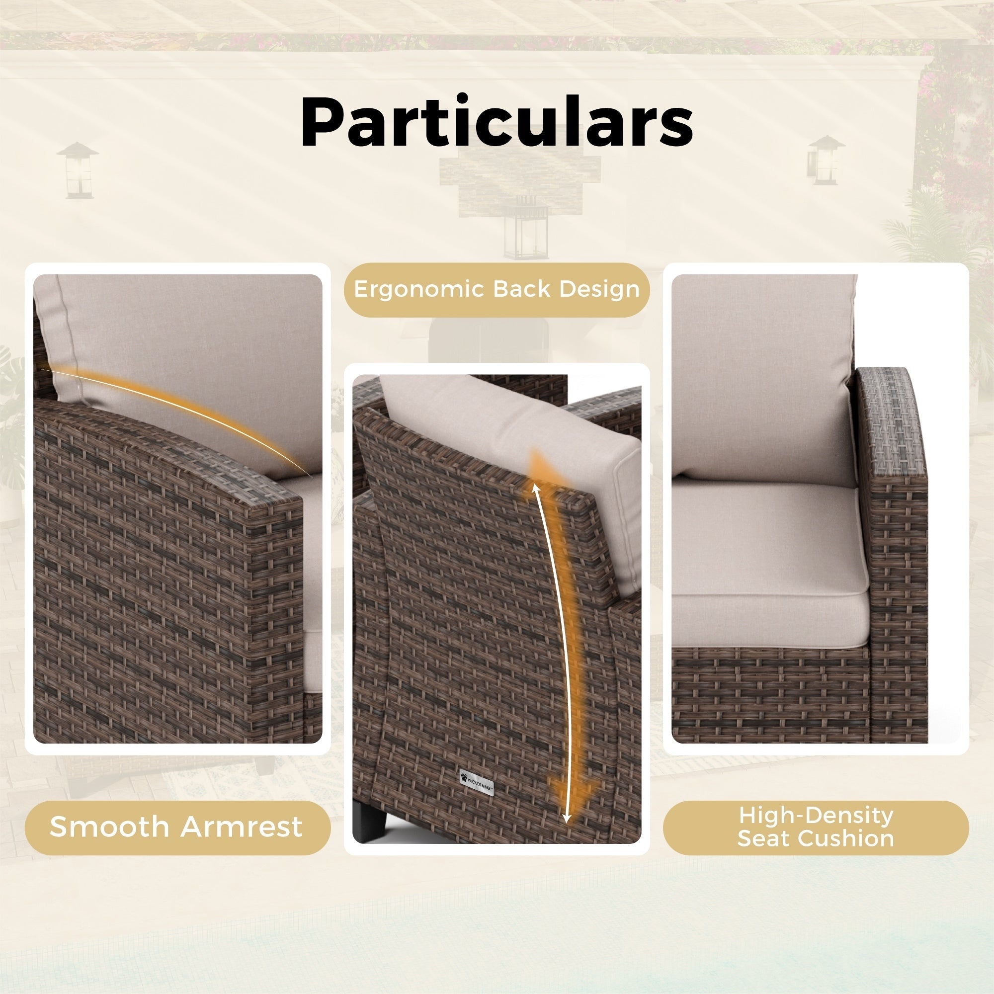 Ensemble de salon de jardin 5/9 places en rotin et osier, canapé sectionnel à assise profonde, grand canapé de conversation