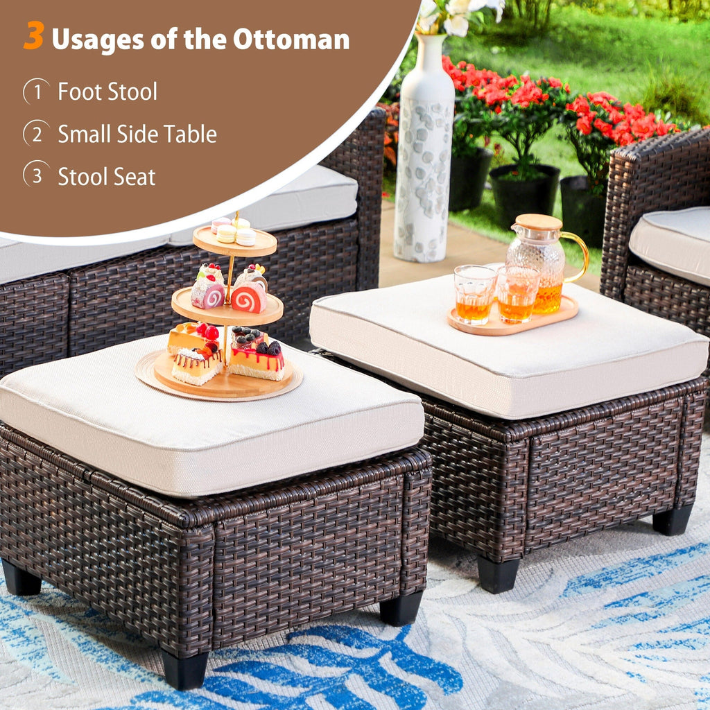 Ensemble de salon de jardin 5/9 places en rotin et osier, canapé sectionnel à assise profonde, grand canapé de conversation