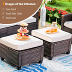 Ensemble de salon de jardin 5/9 places en rotin et osier, canapé sectionnel à assise profonde, grand canapé de conversation