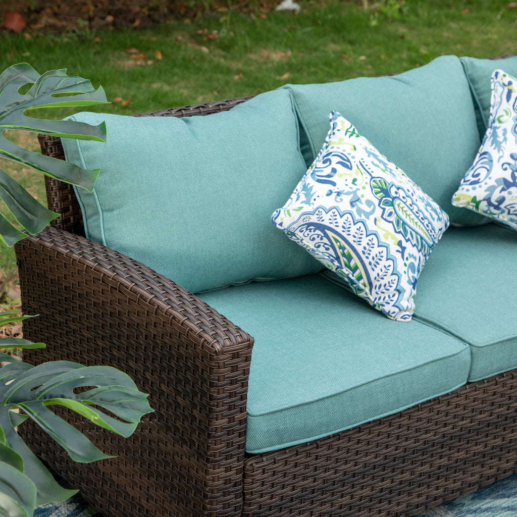 Ensemble de salon de jardin 5/9 places en rotin et osier, canapé sectionnel à assise profonde, grand canapé de conversation