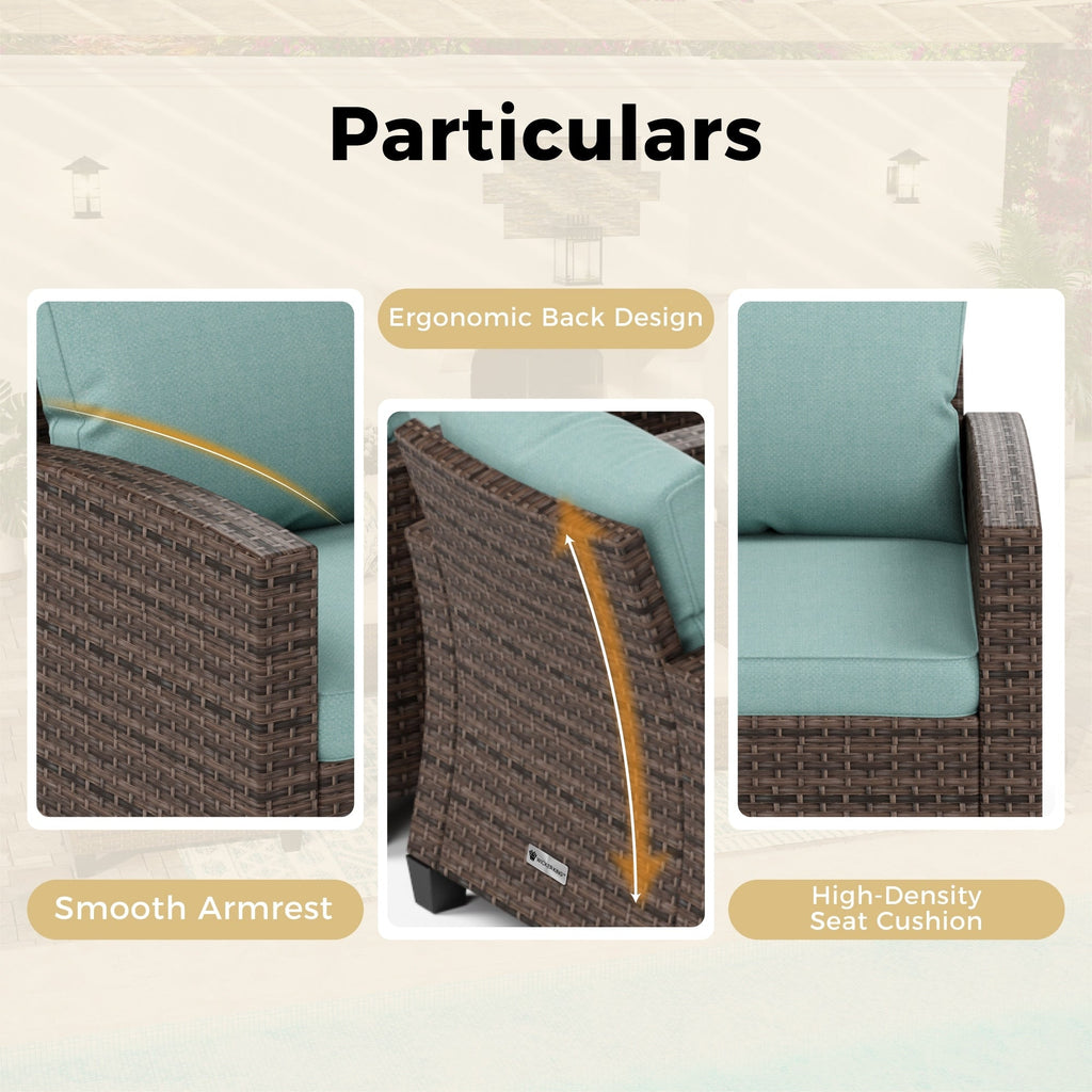 Ensemble de salon de jardin 5/9 places en rotin et osier, canapé sectionnel à assise profonde, grand canapé de conversation