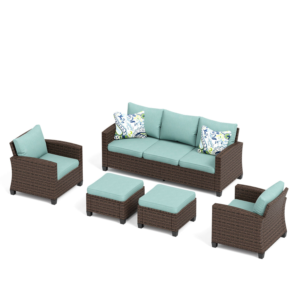 Ensemble de salon de jardin 5/9 places en rotin et osier, canapé sectionnel à assise profonde, grand canapé de conversation