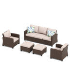 Ensemble de salon de jardin 5/9 places en rotin et osier, canapé sectionnel à assise profonde, grand canapé de conversation